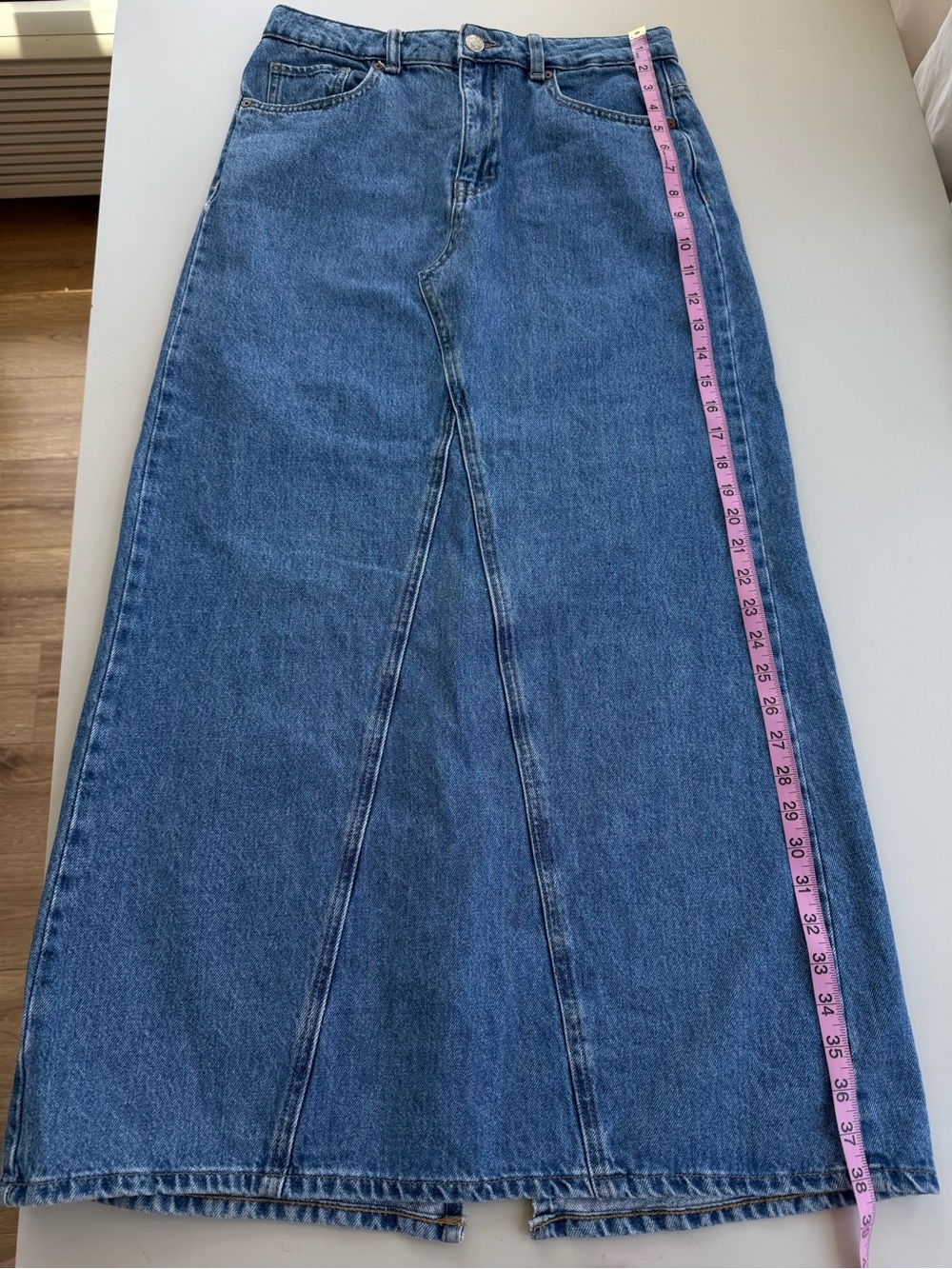 Mango Blue Denim Maxi Skirt Size M - Picture 11 of 13